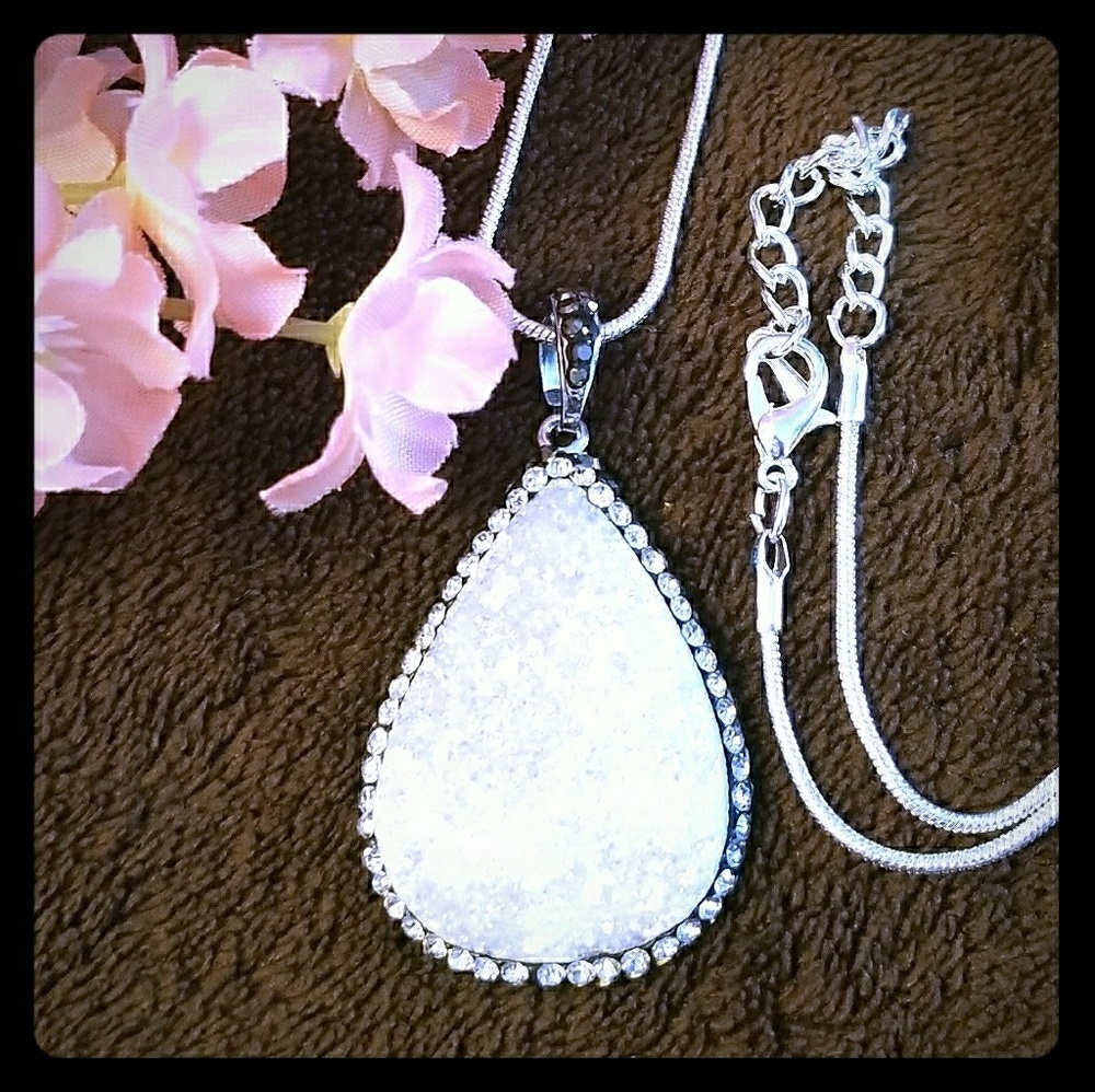 Sparkling White Druzy Necklace